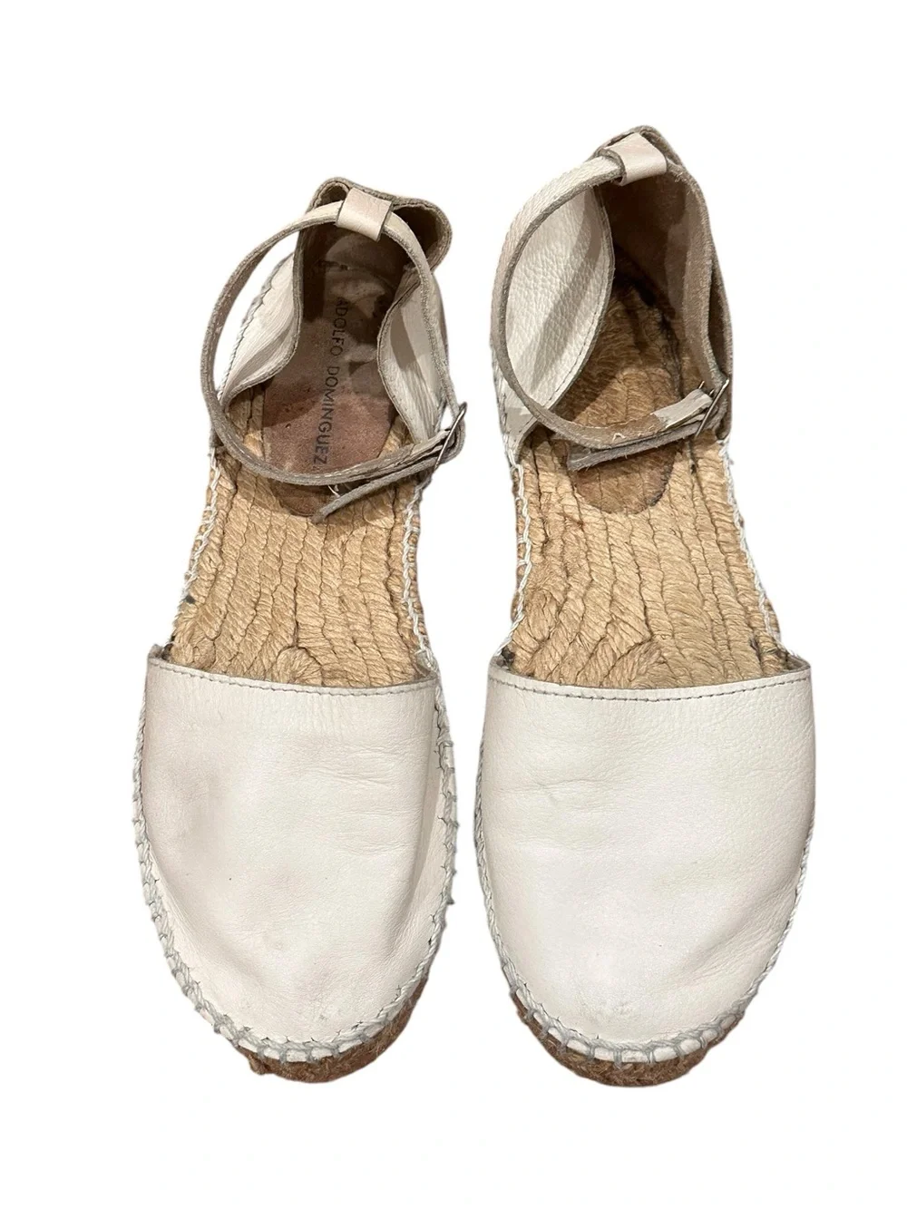 Adolfo Dominguez cream leather ankle strap Espadrille Flat Sandals. 7.5. Boho